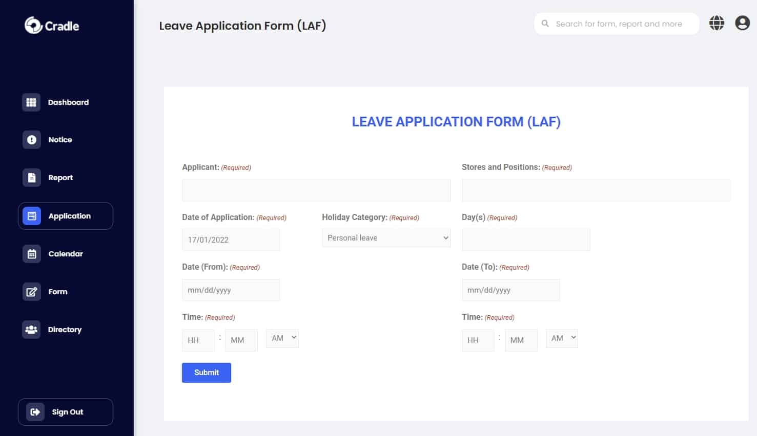 Eportal-Cradle-HR-system-leave-application-form-demo